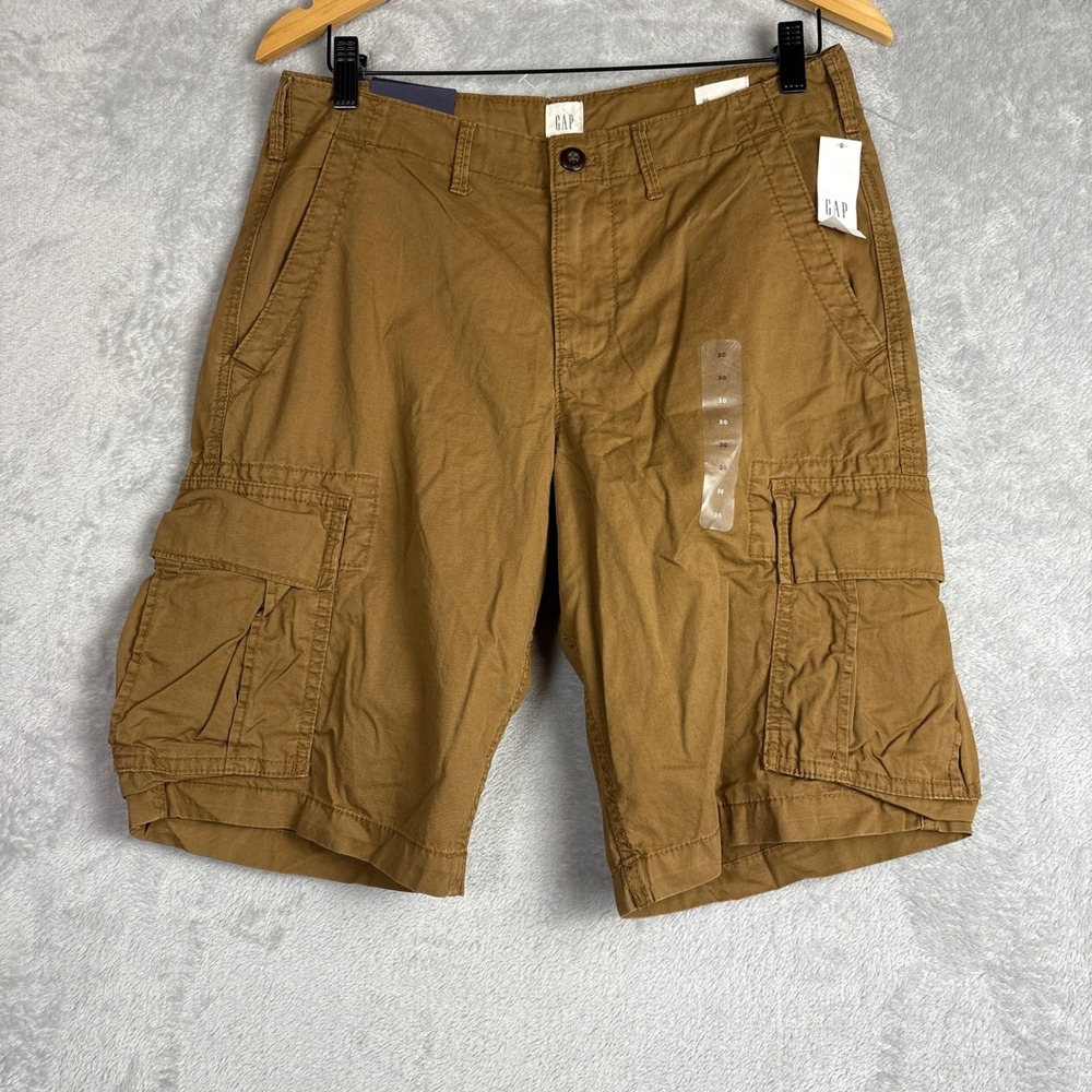 Gap Mens Brown Cargo‎ Shorts 12 Inch Inseam Cotton Twill Size 30 NWT Utility